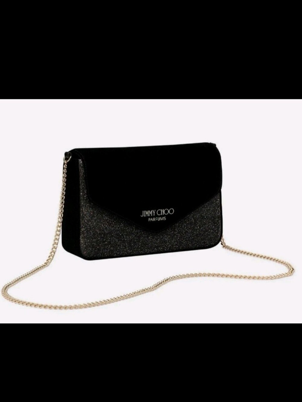 NWOT Jimmy Choo Black Velvet Shimmer Glitter Crossbody Evening Sholder Bag Purse